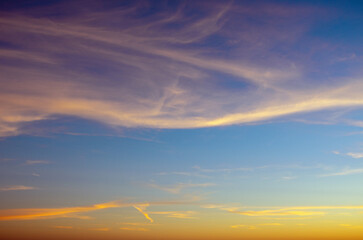 Sunset sky with pink clouds