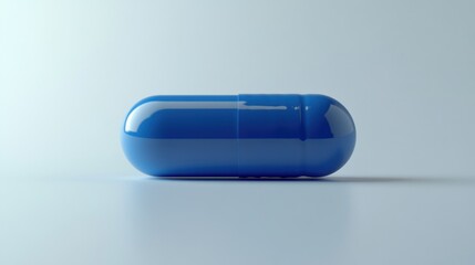 Single blue capsule on a plain surface