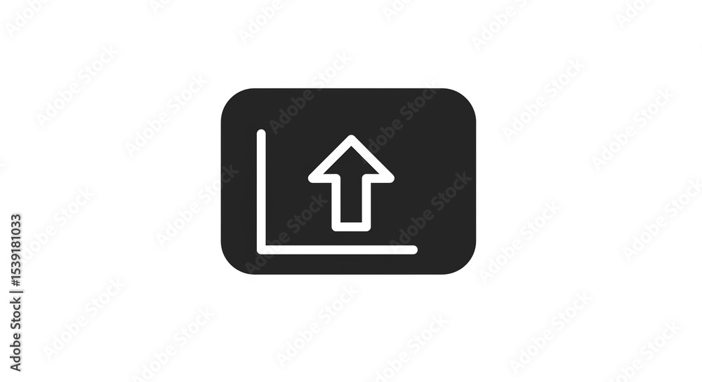 Aufkleber a black rounded square containing a white graph with an arrow pointing upwards on a white background