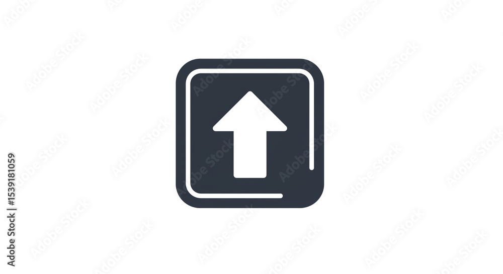 Aufkleber a simple graphic of a white arrow pointing upwards inside a rounded square with a white background a
