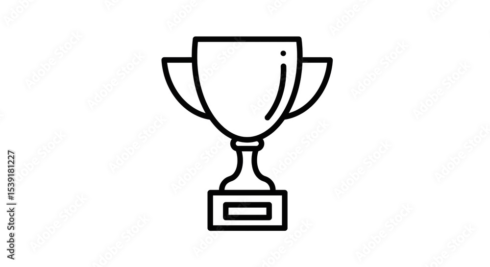 Poster a minimalist line drawing of a trophy with handles and a base on a plain white background view