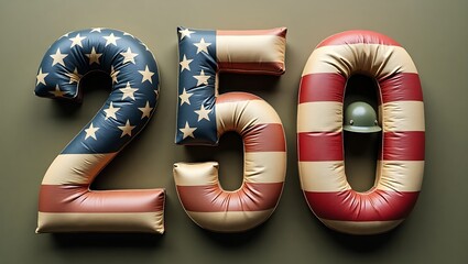 American flag balloons number 250 with helmet