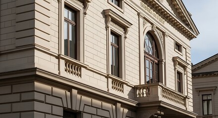 Naklejka premium Architectural Exterior of Elegant Building with Balcony