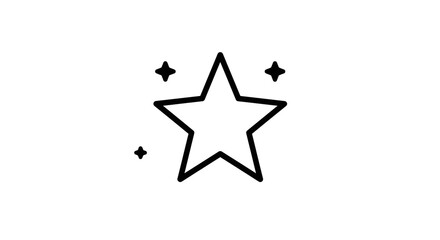 A simple black and white line drawing of a star with smaller stars surrounding it on a white background