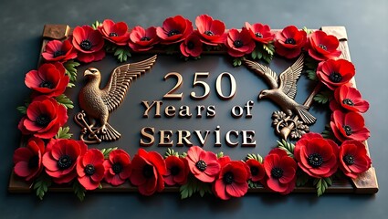 250 years of service commemorative plaque with poppies