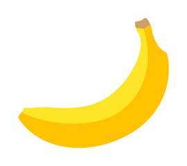 Single yellow banana fruit isolated on white background in simple illustration style © Colorfuel Studio