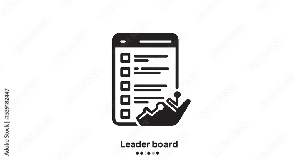 Poster a black and white icon of a checklist with a graph on a white background in a simple style