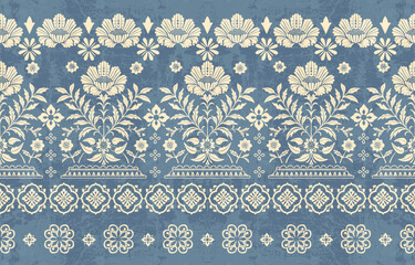 Motifs Ikat floral paisley embroidery floral. ikat ethnic Saree Sarong oriental pattern traditional.Ikat embroidery style abstract embroidery design for texture,fabric,clothing,wrapping,decoration