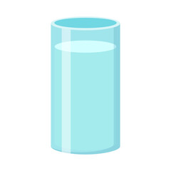 Simple Light Blue Glass Filled With Water on White Background Illustration