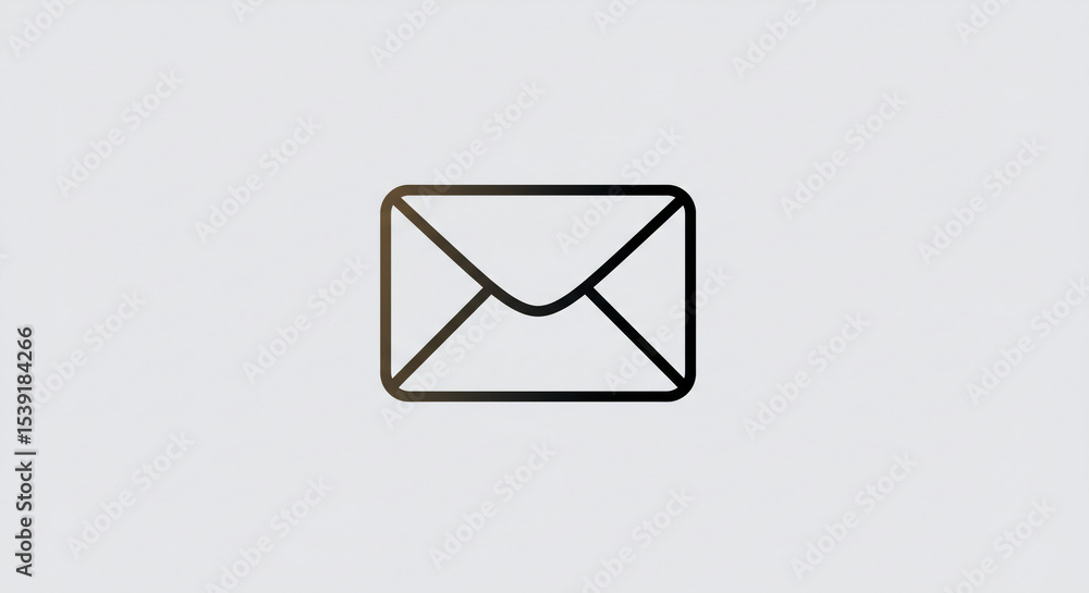 Aufkleber a simple black outline of an email envelope icon centered on a plain white background surface view