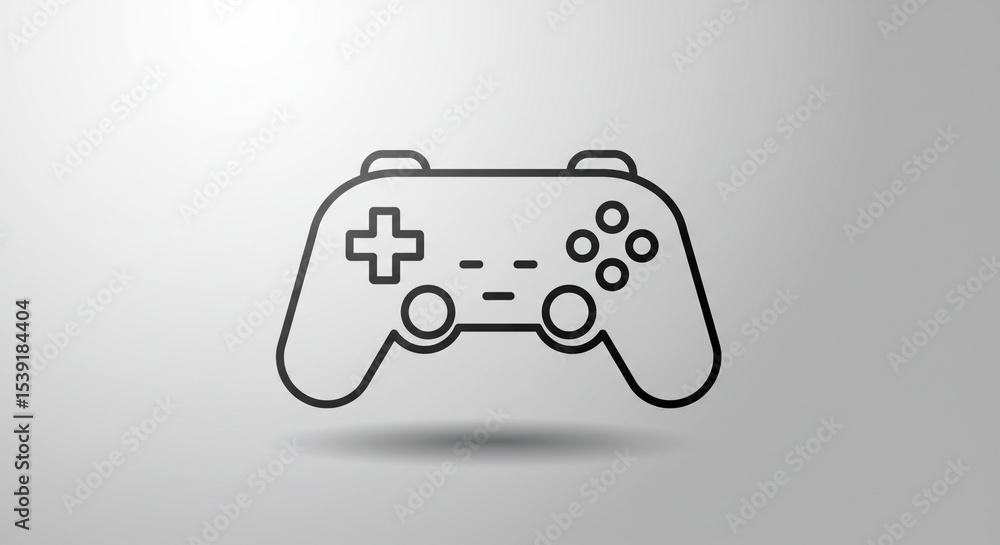 Aufkleber a simple line drawing of a gaming controller on a gray gradient background with a soft shadow effect