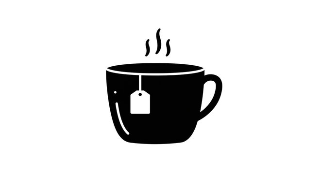 black tea cup with steam and tea bag clip art preview
