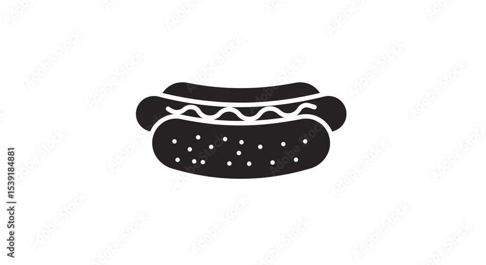Aufkleber a simplistic black and white image of a hotdog with mustard on a white background in a vector style