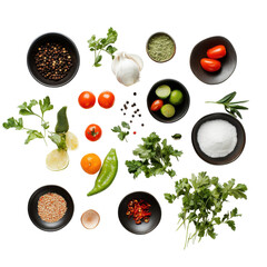 Fresh Ingredients for a Vibrant Culinary Experience: Herbs, Spices, and Vegetables for Flavorful Dishes on transparent background