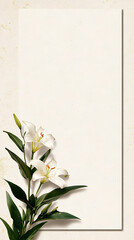 Elegant white lily flowers with vibrant green leaves against a clean, neutral backdrop, perfect for adding a touch of nature to any design or space.