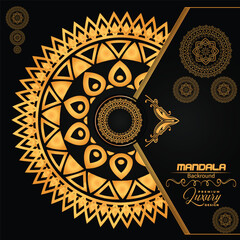 Premium Luxurious Golden Mandala Design | Royal Blue Background Art