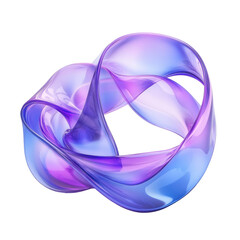 Colorful Abstract Fluid Sculpture in Purple and Blue Tones on transparent background