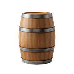 Fototapeta premium Wooden barrel on a white background, rustic style, ideal for beverages and storage copy space