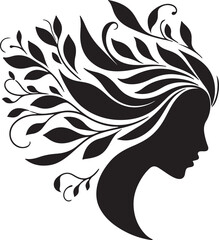 Stylized Woman Profile with Nature-Inspired Hair Design	