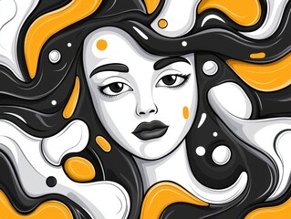 Abstract female portrait with flowing hair
