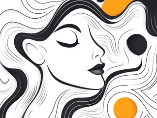 Abstract Woman Profile, Curls & Shapes