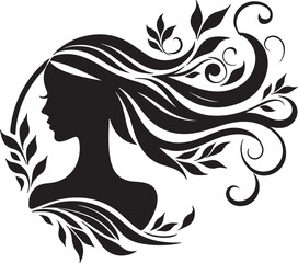 Stylized Woman Profile with Nature-Inspired Hair Design	