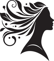 Stylized Woman Profile with Nature-Inspired Hair Design	