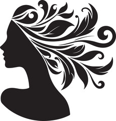 Stylized Woman Profile with Nature-Inspired Hair Design	
