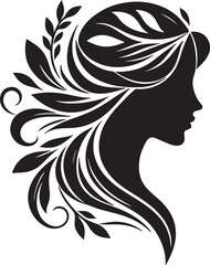 Stylized Woman Profile with Nature-Inspired Hair Design	