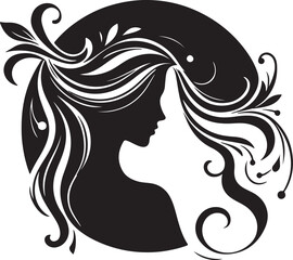 Stylized Woman Profile with Nature-Inspired Hair Design	