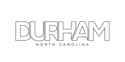 Durham, North Carolina, USA typography slogan design. America logo with graphic city lettering for print and web.