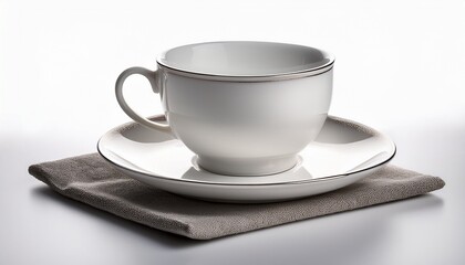 Obraz premium white tea cup and saucer on white background