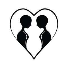 Romantic couple silhouette forming a heart shape with hands