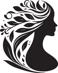Stylized Woman Profile with Nature-Inspired Hair Design	