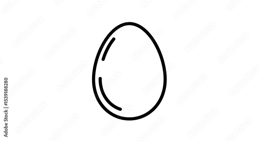 Aufkleber a simple black and white line drawing of an egg shape with a light reflection on the left side of it