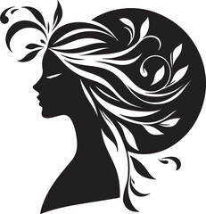 Stylized Woman Profile with Nature-Inspired Hair Design	