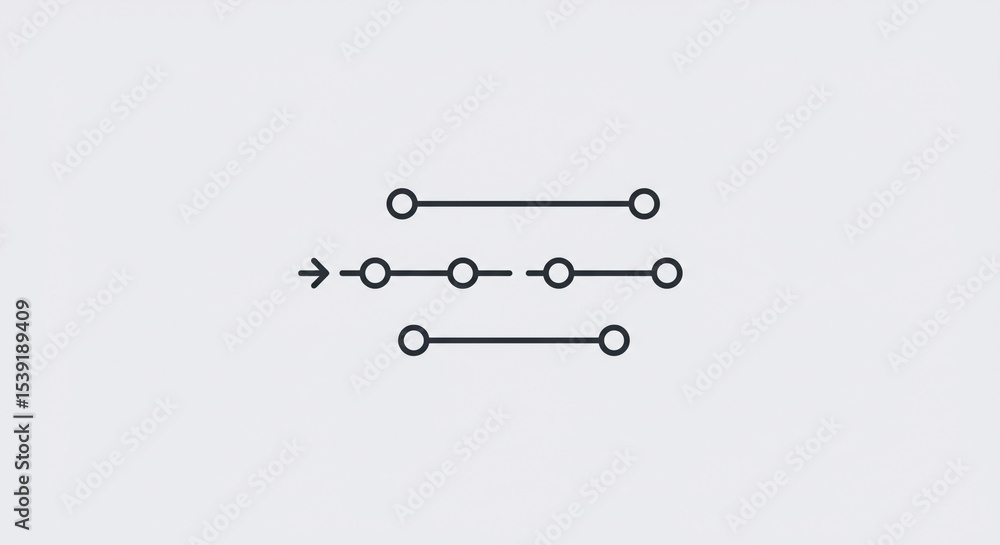 Aufkleber a simple diagram with an arrow pointing to a line of circles connected by lines and two other lines