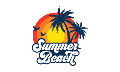Summer beach logo design vector