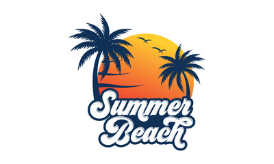 Summer beach logo design vector