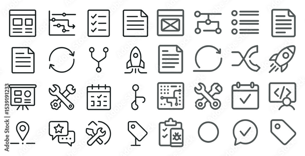 Aufkleber collection of icons for various tasks and events. the icons include a calendar, a check mark, a rock