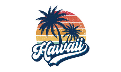 Hawaii logo design vector, Hawaii beach logo design vector