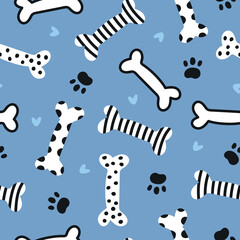 Dog Bones Pattern Hand drawn Bones Background