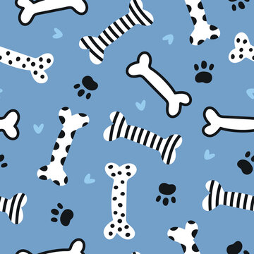 Dog Bones Pattern Hand drawn Bones Background
