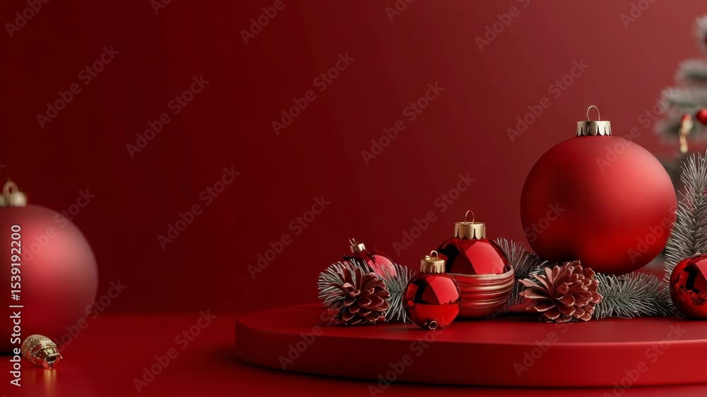 Aufkleber a festive scene of christmas ornaments arranged in a circular pattern, creating an elegant display.