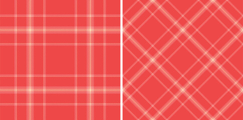 Fototapeta premium Two vibrant coral plaid patterns, perfect for textile design, branding, or web backgrounds. Classic and modern, these seamless textures offer versatile design options.