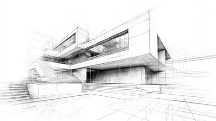 Architectural sketch of a modern building design.