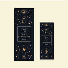 Celestial Quote Bookmarks Set – Gold Stars on Dark Sky Design