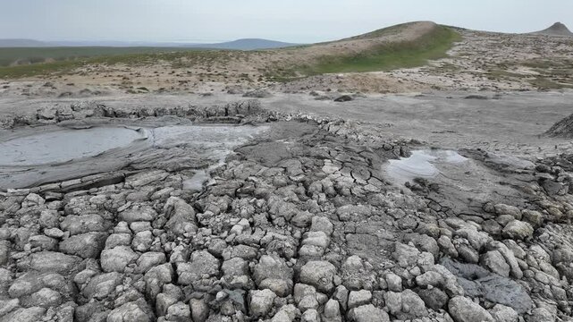A view of the Mud Volcanoes in Qobustan, Azerbaijan