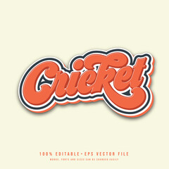 Cricket text effect vector. Editable college t-shirt design printable text effect vector.	