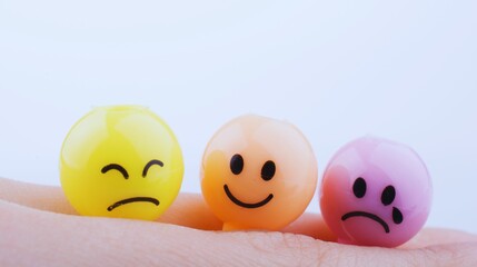 Happy smiling Easter eggs in a row, isolated on white, radiate funny chicken happiness